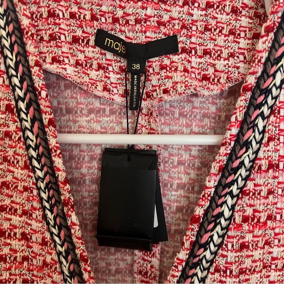 Maje Renetia Pink Tweed Puff-Sleeve Minidress NWT - Picture 7 of 8